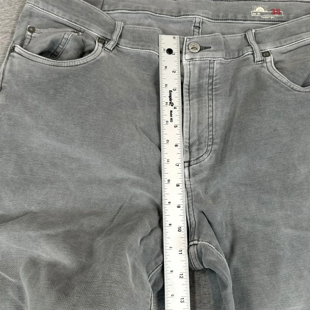 Faherty Brand Movement 5-Pocket Pants Mens 38x32 Grey Stretch Straight Preppy